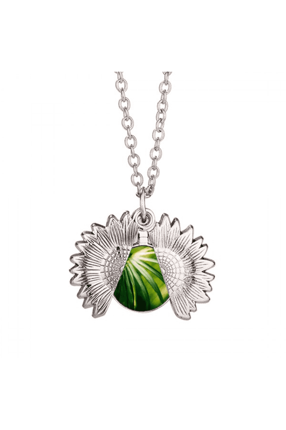 green picture nature sunflower necklace pendant locket jewelry