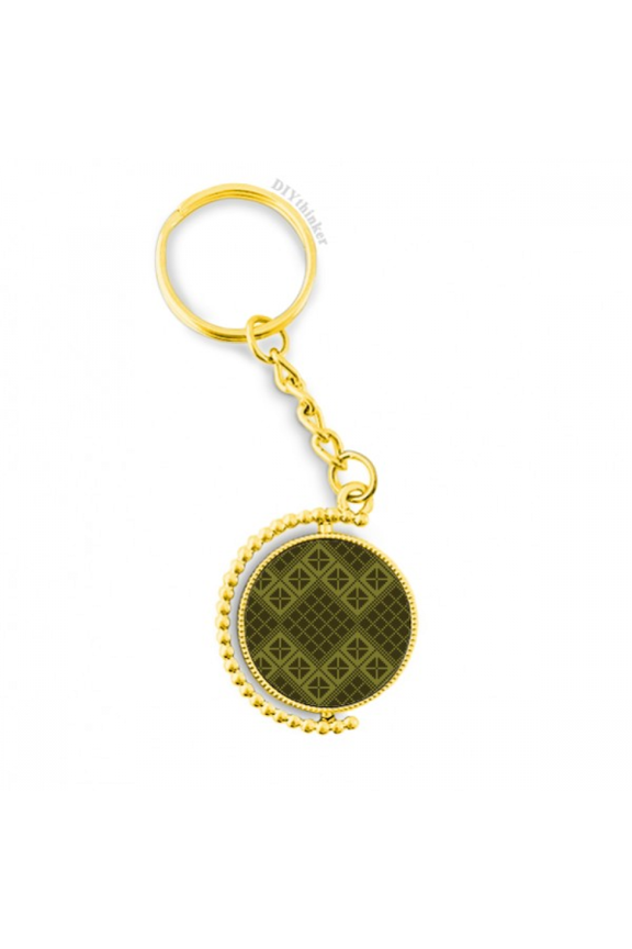 green rhombus triangle illustration pattern metal connector key chain  accessory en keyholder