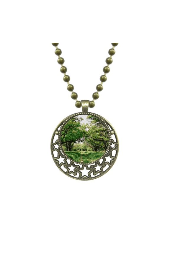 green ry nature science scenery pendant star necklmoon chain jewelry