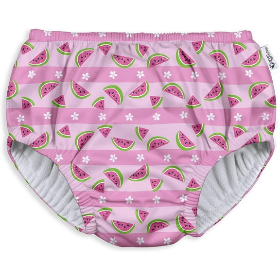 green sprouts Baby and Toddler Reusable Eco Pull-Up Swim Diaper (6mo-4T) - Light Pink Watermelon Stripe - 18 Mo