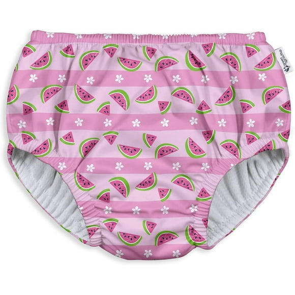 green sprouts Baby and Toddler Reusable Eco Pull-Up Swim Diaper (6mo-4T) - Light Pink Watermelon Stripe - 4T