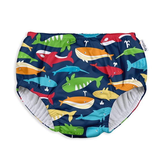 green sprouts Baby and Toddler Reusable Eco Pull-Up Swim Diaper (6mo-4T) - Navy Whale League - 18 Mo