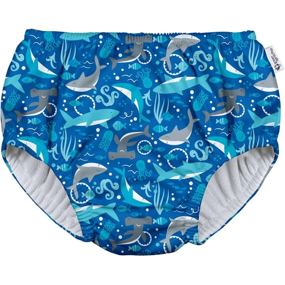 green sprouts Baby and Toddler Reusable Eco Pull-Up Swim Diaper (6mo-4T) - Royal Blue Sharks - 24 Mo