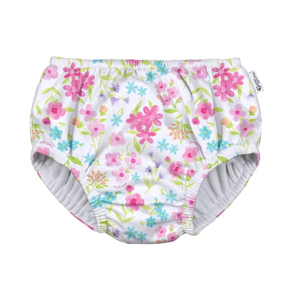 green sprouts Baby and Toddler Reusable Eco Pull-Up Swim Diaper (6mo-4T) - White Flower Bouquet - 24 Mo