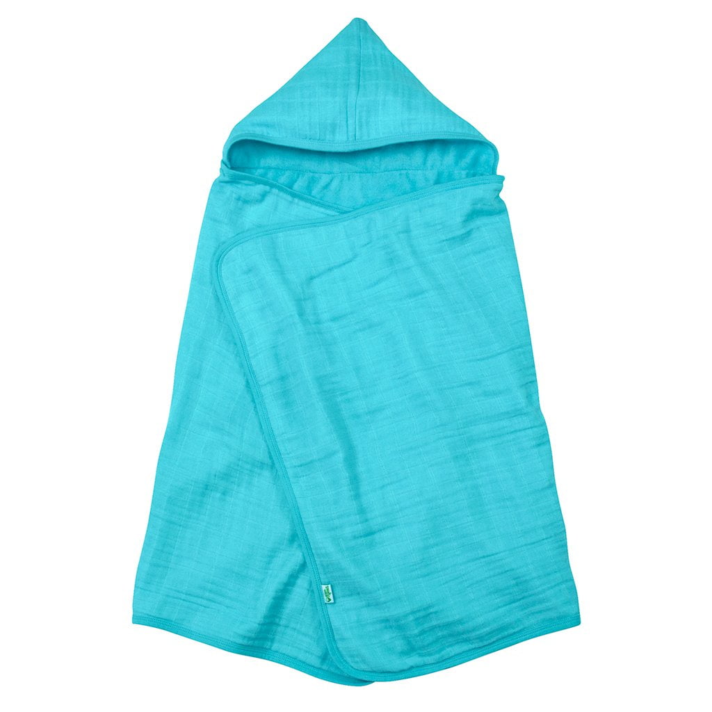green sprouts Muslin Hooded Towel made from Organic Cotton-Aqua-0mo/4yr ...