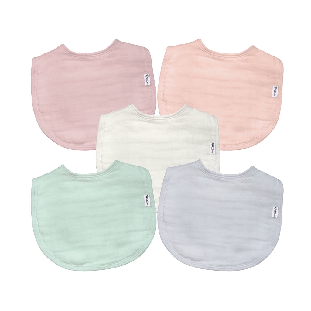 green sprouts Organic Cotton Muslin Bibs (5pk)-Rose Set-0-12 mo