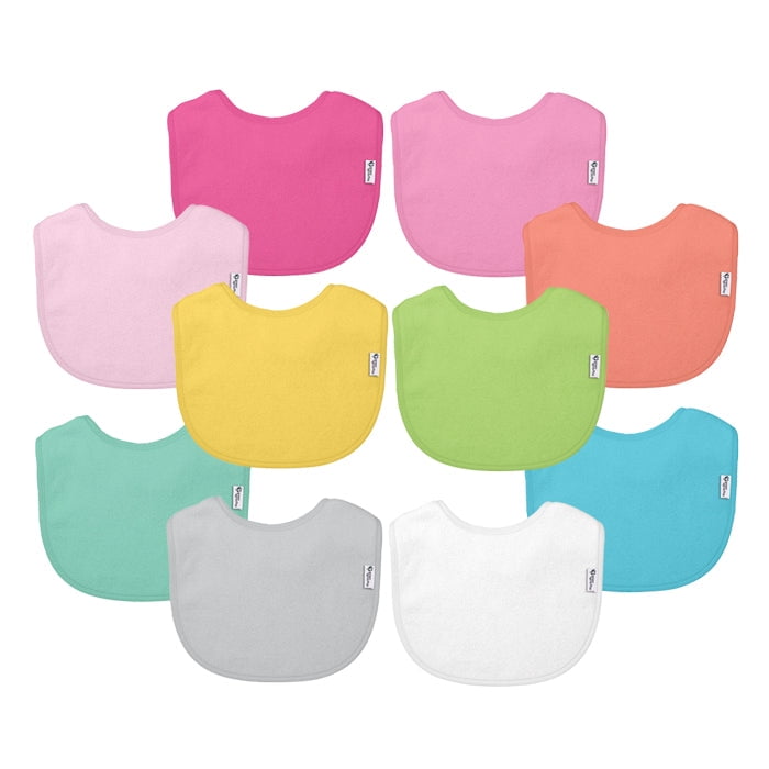 green sprouts Stay-Dry Everyday Bibs (10pk)-Pink Set-3/12mo