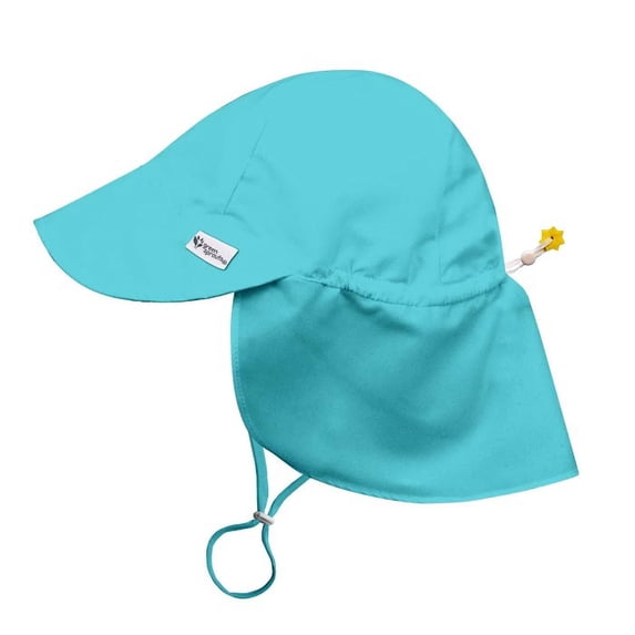 green sprouts UPF50+ Eco Flap Hat-Aqua-2T-4T