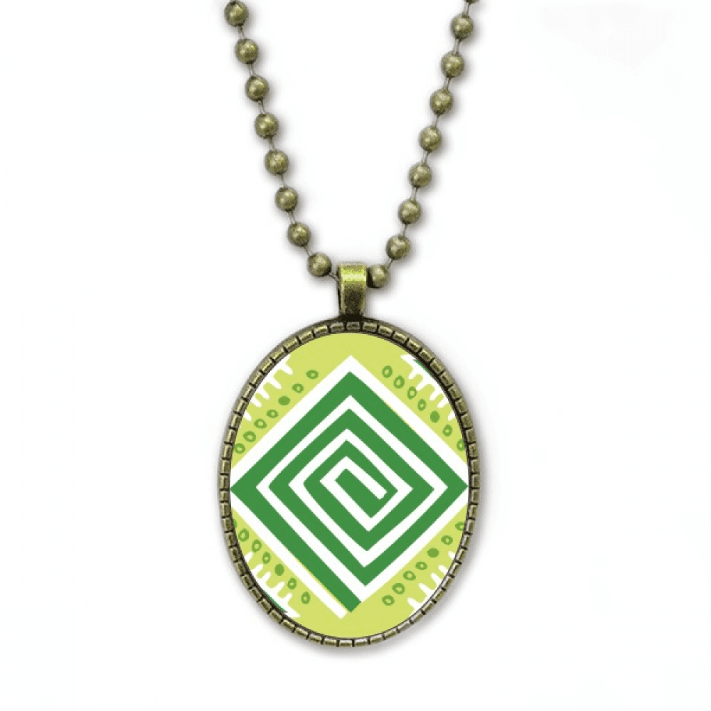 green squares mexico totems ancient civilization necklace vintage chain ...
