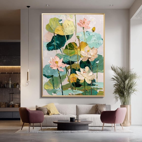 green texture wall art abstract floral art pink flower texture on green garden boho decor botanical wall art Poster Decor, Unframed Poster Size 8x12 F03.1.22l738