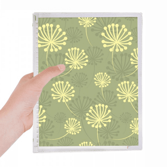 green yellow dandelion decorative pattern notebook loose diary refillable journal statiry