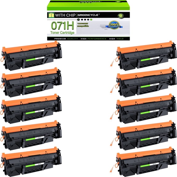 greencycle CRG071H With CHIP Compatible Replacement for Canon CRG 071H CRG-071H Black Toner Cartridge LBP122dw LBP122 LBP120 MF270 Mf272dw Mf273dw Mf275dw(10Pk,With chip)