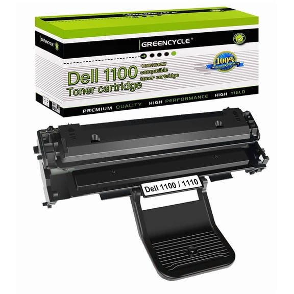 greencycle 1 Pack DE-1100 Black Toner Cartridge Replacement Compatible for Dell 1110 1100 310-6640 310-7660 Laser Printers