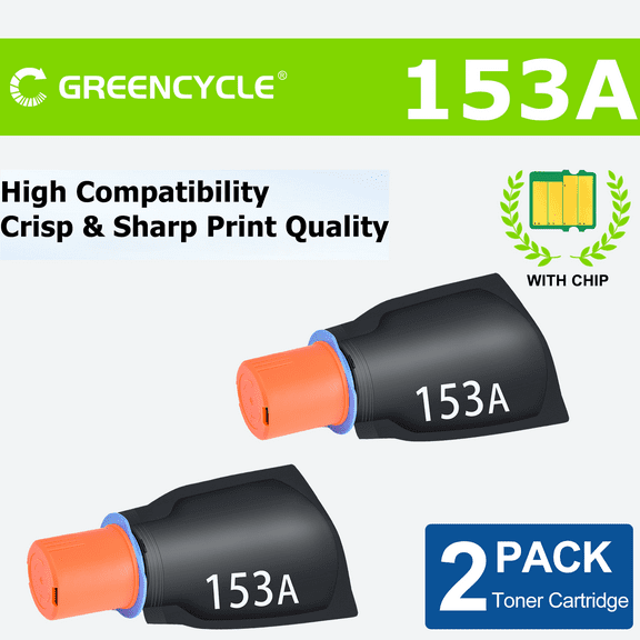 greencycle 153A Compatible Black Toner Reload Kit Replacement for HP W1530A for Laserjet Tank 2504dw, Laserjet Tank MFP 2604sdw 1504 1504w 2504 1604 1604w 2604 2604dw 2606 2606dw (2PCS)