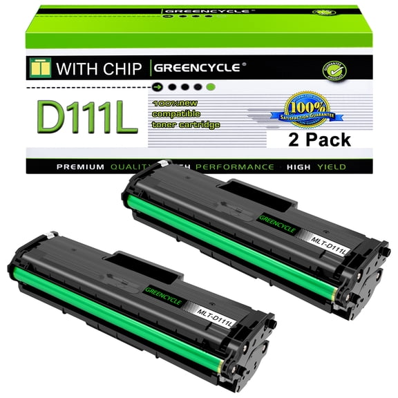 greencycle 2 Pack MLT D111L D111S Toner Cartridge Compatible for Samsung MLT-D111L MLT-D111S D111L Work with Xpress SL-M2020W M2020W SL-M2070FW SL-M2070W Xpress M2070FW M2020 M2022 M2022W Printers