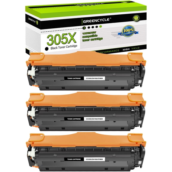 greencycle 3 Pack 305X CE410X Compatible Toner Cartridge Replacement for HP 305X 305A CE410X CE410A use with M451nw M451dw M451dn MFP M475dn M475dw M375nw Color Laser Printer