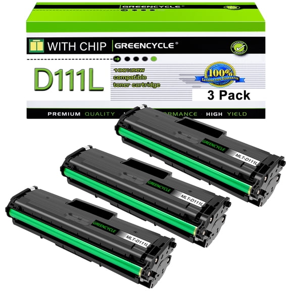 greencycle 3 Pack MLT D111L D111S Toner Cartridge Compatible for Samsung MLT-D111L MLT-D111S D111L Work with Xpress SL-M2020W M2020W SL-M2070FW SL-M2070W Xpress M2070FW M2020 M2022 M2022W Printers