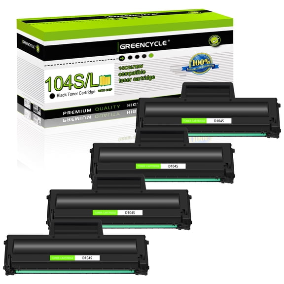 greencycle 4 Pack MLT-D104L Compatible Toner Cartridge Replacement for Samsung MLT-D104S 104S D104L for ML-1660 ML-1661 ML-1667 ML-1665 ML-1675 ML-1666 ML-1865 ML-1865W SCX-3205W Printers