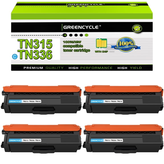 greencycle 4 Pack TN315 TN315C TN310 Compatible Toner Cartridge Replacement for Brother TN3-15 TN336 for HL-4150cdn HL-4570cdw HL-4570cdwt MFC-9460cdn MFC-9560cdw MFC-9970cdw DCP-L8400cdn Printers