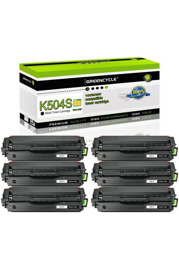 6 Pack CLT-K504S Black Compatible Toner Cartridge Replacement for Samsung CLT-504S CLT504S 504S for Xpress C1860FW C1810W SL-C1860FW SL-C1810FW CLX-4195FW CLP-415NW Printers