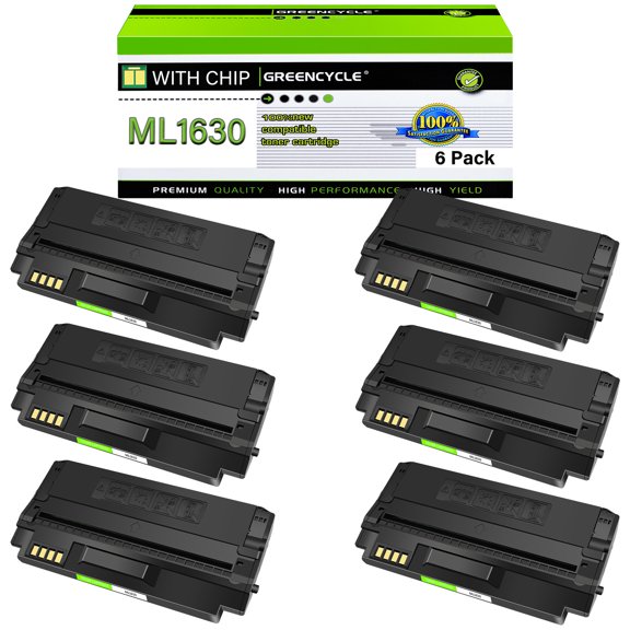 greencycle 6 Pack ML1630 ML-1630 Toner Cartridge High Yield Compatible for Samsung ML1630 ML-1630 ML-D1630A ML-1630W SCX-4500 SCX-4500W Series Printers