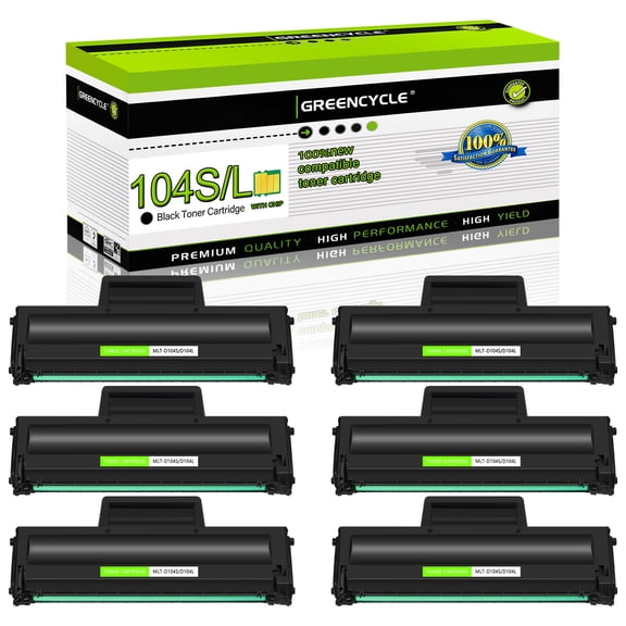 greencycle 6 Pack MLT-D104L Compatible Toner Cartridge Replacement for Samsung MLT-D104S 104S D104L for ML-1660 ML-1661 ML-1667 ML-1665 ML-1675 ML-1666 ML-1865 ML-1865W SCX-3205W Printers