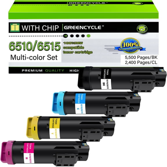 greencycle 6515 Compatible Toner Cartridge Replacement for Xerox Workcentre 6515 / Phaser 6510dni 6510n / Workcenter 6515dni 6515dn Printer - 4 Pack 6515, Black Cyan Yellow Magenta