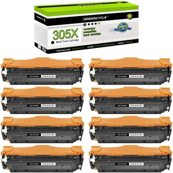 greencycle 8 Pack 305X CE410X Compatible Toner Cartridge Replacement for HP 305X 305A CE410X CE410A use with M451nw M451dw M451dn MFP M475dn M475dw M375nw Color Laser Printer