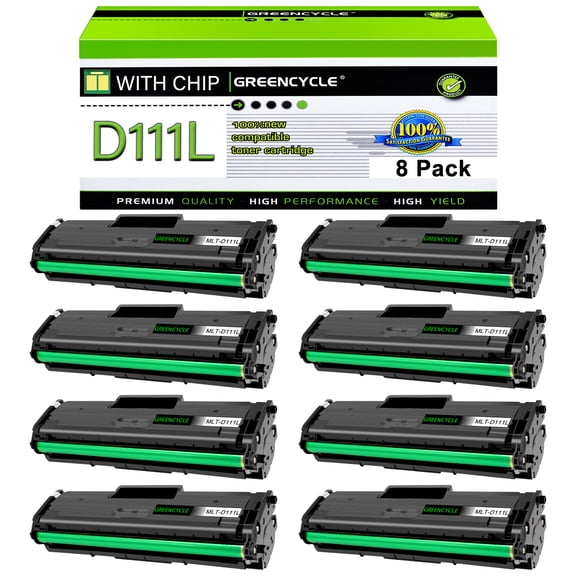 greencycle 8 Pack MLT D111L D111S Toner Cartridge Compatible for Samsung MLT-D111L MLT-D111S D111L Work with Xpress SL-M2020W M2020W SL-M2070FW SL-M2070W Xpress M2070FW M2020 M2022 M2022W Printers