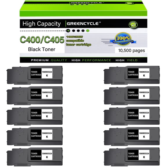 greencycle C400 C405 High-Yield Compatible Toner Cartridge Replacement for Xerox Versa Link C400 C405 C400D C400DN C405N C405DN Printer - 10 Pack C400 C405, Black
