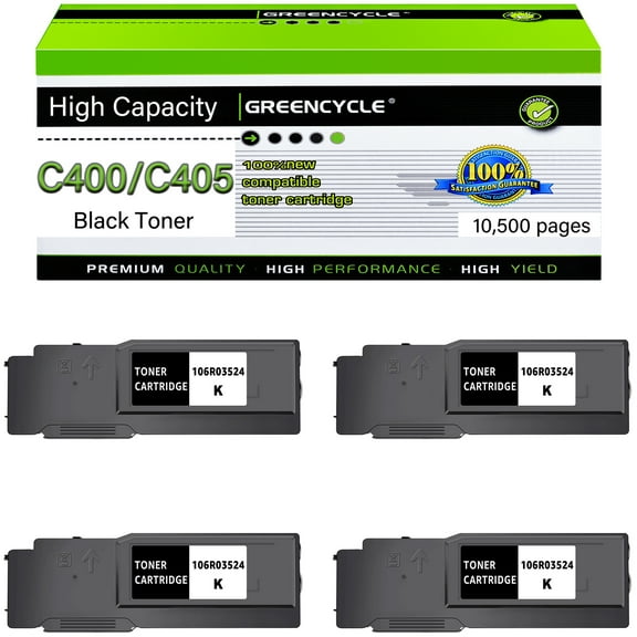 greencycle C400 C405 High-Yield Compatible Toner Cartridge Replacement for Xerox Versa Link C400 C405 C400D C400DN C405N C405DN Printer - 4 Pack C400 C405, Black