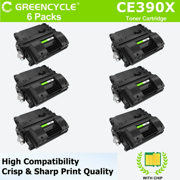 greencycle CE390X Toner Cartridge Replacement Compatible for HP 90X Laser jet 600 M602 M603 M602dn M602n M602x M603dn M603n M603xh M4555f MFP M4555fskm MFP M4555h MFP Printers,24000 pages,6pcs