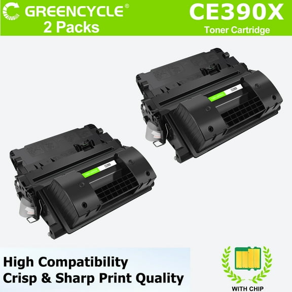 greencycle CE390X Toner Cartridge Replacement Compatible for HP 90X Laser jet 600 M602 M603 M602dn M602n M602x M603dn M603n M603xh M4555f MFP M4555fskm MFP M4555h MFP Printers,24000 pages,2pcs
