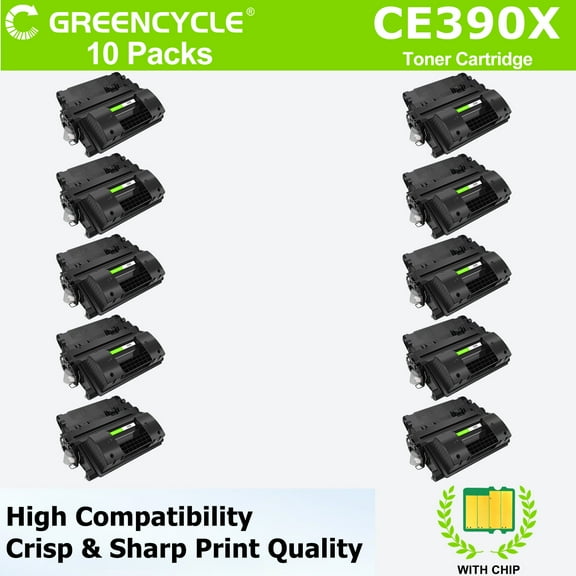greencycle CE390X Toner Cartridge Replacement Compatible for HP 90X Laser jet 600 M602 M603 M602dn M602n M602x M603dn M603n M603xh M4555f MFP M4555fskm MFP M4555h MFP Printers,24000 pages,10pcs