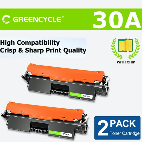 greencycle CF230A Toner Cartridge Replacement Compatible for HP 30A Black Toner Cartridge LaserJet Pro MFP M227fdw M227fdn M227sdn M203dn M203dw M203d Printer Ink Cartridge (2PCS)