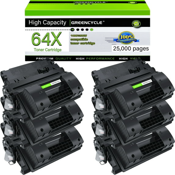 greencycle Compatible High Yield Black Toner Cartridge Replacement for HP 64X CC364X for Laserjet P4014dn P4014n P4015dn P4015n P4015tn P4015x P4515n P4515tn P4515 Printer Ink Cartridge (6PC)