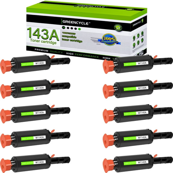 greencycle Compatible Toner Cartridge Replacement for HP 143A Black Toner Cartridge W1143A W1143AD Use for Laserjet Neverstop 1001nw Printer MFP 1202w 1202nw 1201n(10PC)