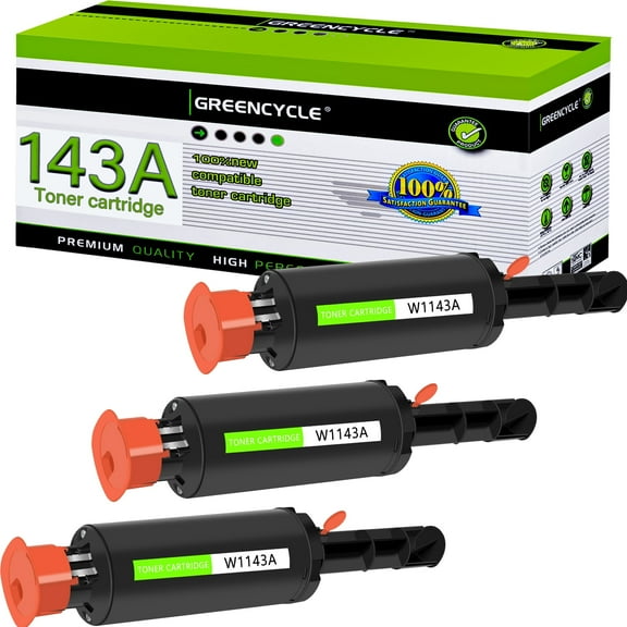 greencycle Compatible Toner Cartridge Replacement for HP 143A Black Toner Cartridge W1143A W1143AD Use for Laserjet Neverstop 1001nw Printer MFP 1202w 1202nw 1201n(3PC)