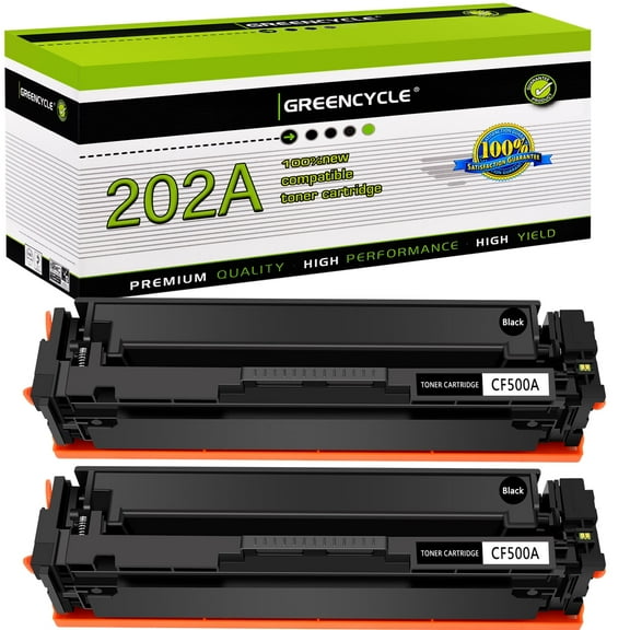 greencycle Compatible Toner Cartridge Replacement for HP 202A CF500A to use in Color Laserjet Pro MFP M281fdw M281cdw M254dw M281fdn Printer - 2 Pack CF500A, Black