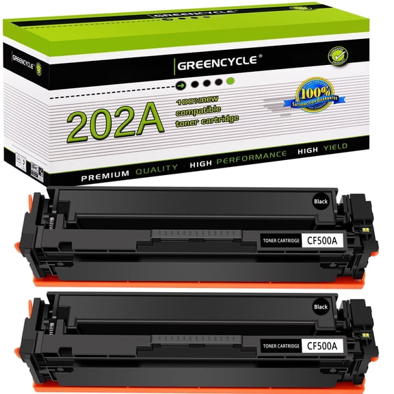 greencycle Compatible Toner Cartridge Replacement for HP202A CF500A to use in Color Laserjet Pro MFP M281fdw M281cdw M254dw M281fdn Printer - 2 Pack CF500A, Black