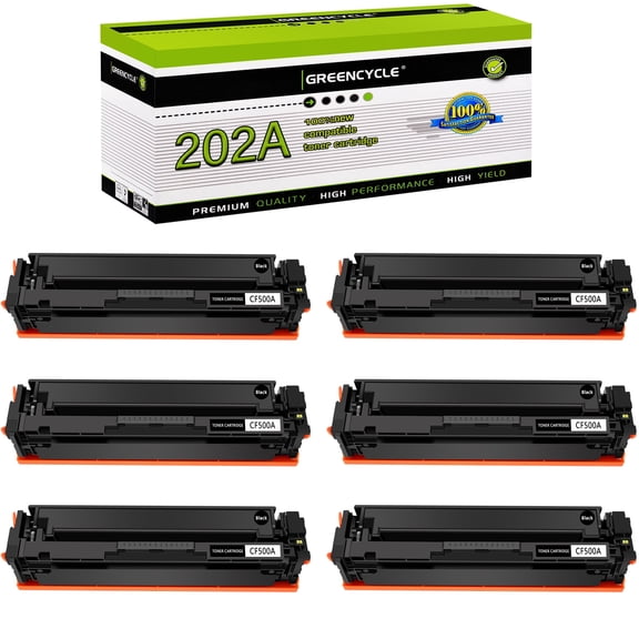 greencycle Compatible Toner Cartridge Replacement for HP 202A CF500A to use in Color Laserjet Pro MFP M281fdw M281cdw M254dw M281fdn Printer - 6 Pack CF500A, Black