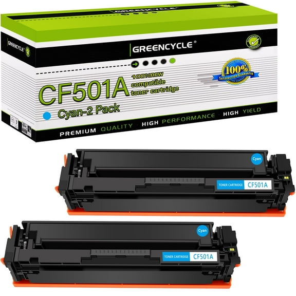 greencycle Compatible Toner Cartridge Replacement for HP 202A CF501A to use in Color Laserjet Pro MFP M281fdw M281cdw M254dw M281fdn Printer - 2 Pack CF501A, Cyan
