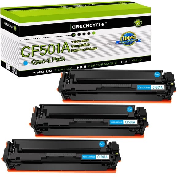 greencycle Compatible Toner Cartridge Replacement for HP 202A CF501A to use in Color Laserjet Pro MFP M281fdw M281cdw M254dw M281fdn Printer - 3 Pack CF501A, Cyan