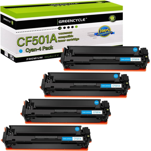 greencycle Compatible Toner Cartridge Replacement for HP 202A CF501A to use in Color Laserjet Pro MFP M281fdw M281cdw M254dw M281fdn Printer - 4 Pack CF501A, Cyan