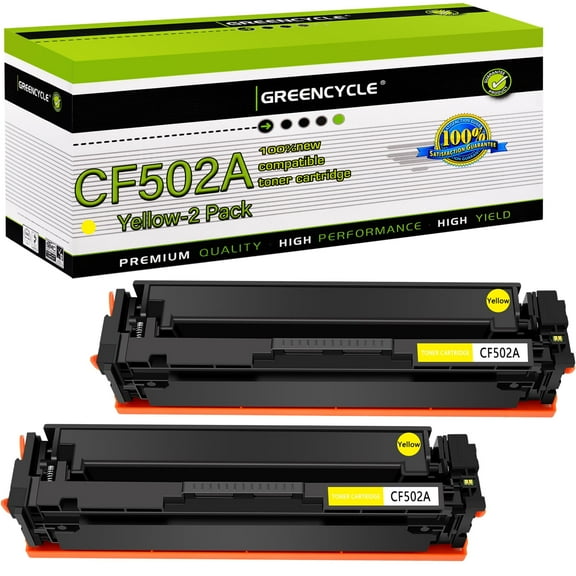 greencycle Compatible Toner Cartridge Replacement for HP 202A CF502A to use in Color Laserjet Pro MFP M281fdw M281cdw M254dw M281fdn Printer - 2 Pack CF502A, Yellow