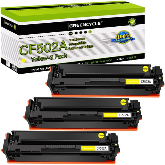 greencycle Compatible Toner Cartridge Replacement for HP 202A CF502A to use in Color Laserjet Pro MFP M281fdw M281cdw M254dw M281fdn Printer - 3 Pack CF502A, Yellow