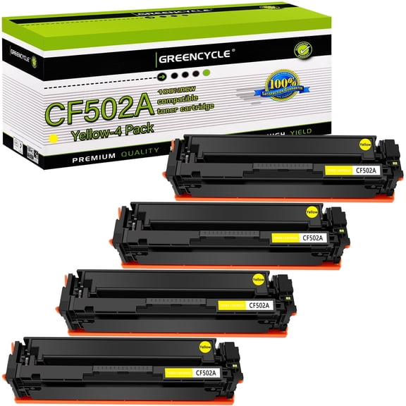 greencycle Compatible Toner Cartridge Replacement for HP 202A CF502A to use in Color Laserjet Pro MFP M281fdw M281cdw M254dw M281fdn Printer - 4 Pack CF502A, Yellow