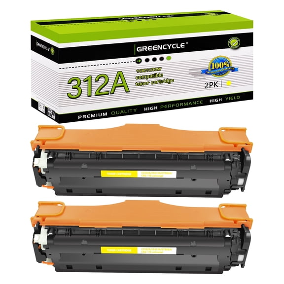 greencycle Compatible Toner Cartridge Replacement for HP 312A CF382A to use in Color Laser Jet Pro MFP M476dw M476nw M476dn Printer - 2 Pack CF382A, Yellow