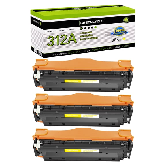 greencycle Compatible Toner Cartridge Replacement for HP 312A CF382A to use in Color Laser Jet Pro MFP M476dw M476nw M476dn Printer - 3 Pack CF382A, Yellow