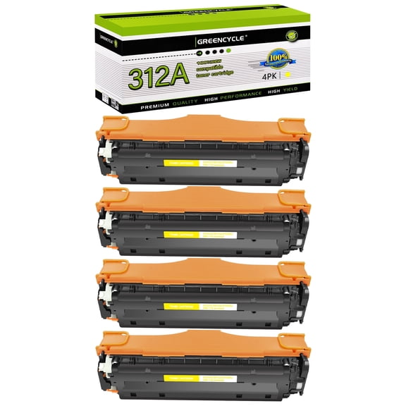 greencycle Compatible Toner Cartridge Replacement for HP 312A CF382A to use in Color Laser Jet Pro MFP M476dw M476nw M476dn Printer - 4 Pack CF382A, Yellow